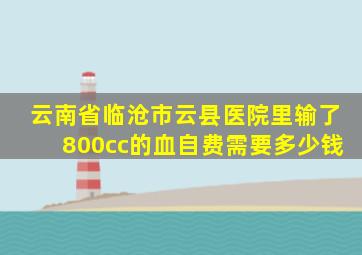 云南省临沧市云县医院里输了800cc的血自费需要多少钱