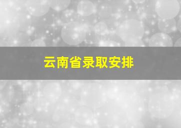 云南省录取安排