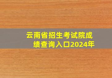 云南省招生考试院成绩查询入口2024年