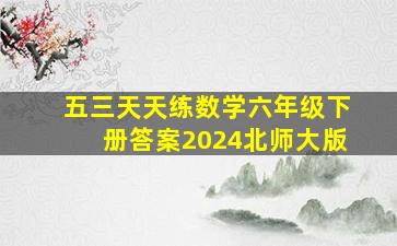 五三天天练数学六年级下册答案2024北师大版