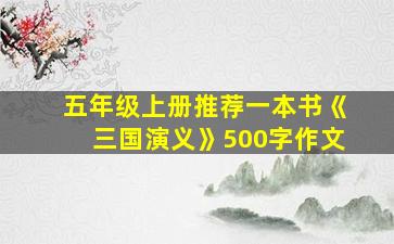 五年级上册推荐一本书《三国演义》500字作文