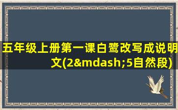 五年级上册第一课白鹭改写成说明文(2—5自然段)