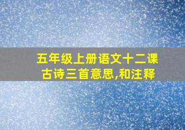 五年级上册语文十二课古诗三首意思,和注释