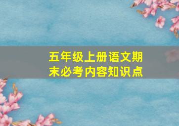 五年级上册语文期末必考内容知识点