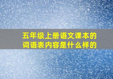 五年级上册语文课本的词语表内容是什么样的