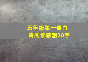 五年级第一课白鹭阅读感想20字