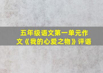 五年级语文第一单元作文《我的心爱之物》评语