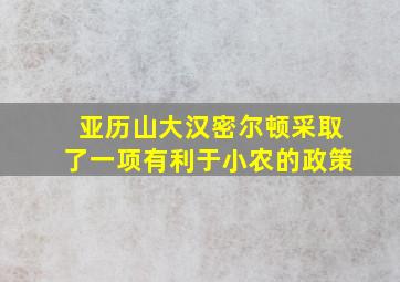 亚历山大汉密尔顿采取了一项有利于小农的政策