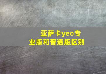 亚萨卡yeo专业版和普通版区别