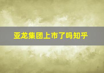 亚龙集团上市了吗知乎