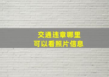 交通违章哪里可以看照片信息