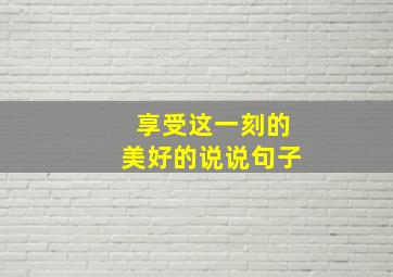 享受这一刻的美好的说说句子