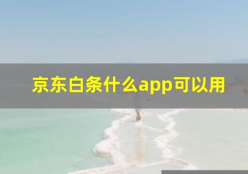 京东白条什么app可以用