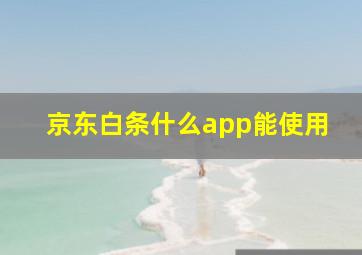 京东白条什么app能使用