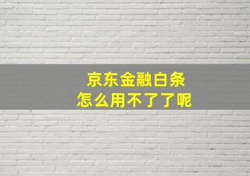 京东金融白条怎么用不了了呢