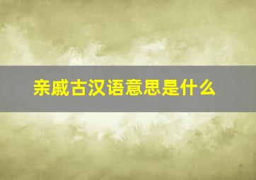 亲戚古汉语意思是什么