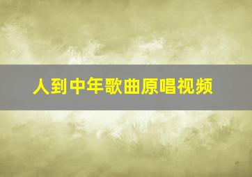 人到中年歌曲原唱视频