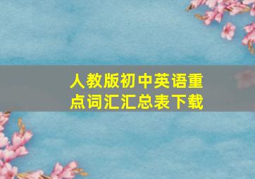 人教版初中英语重点词汇汇总表下载