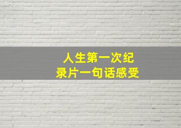 人生第一次纪录片一句话感受