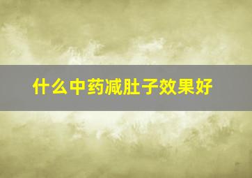 什么中药减肚子效果好