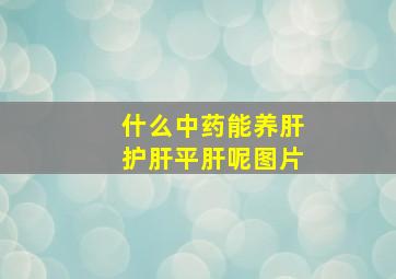 什么中药能养肝护肝平肝呢图片