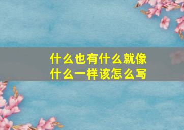 什么也有什么就像什么一样该怎么写