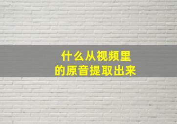 什么从视频里的原音提取出来