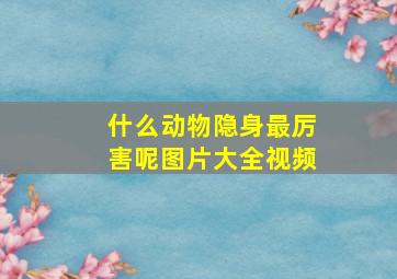 什么动物隐身最厉害呢图片大全视频