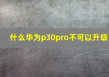 什么华为p30pro不可以升级