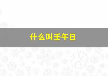 什么叫壬午日