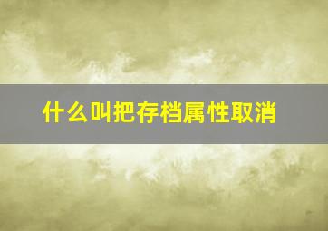 什么叫把存档属性取消