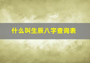 什么叫生辰八字查询表