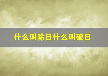 什么叫除日什么叫破日