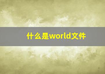 什么是world文件