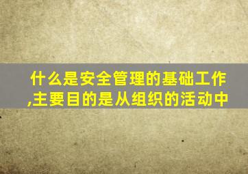 什么是安全管理的基础工作,主要目的是从组织的活动中