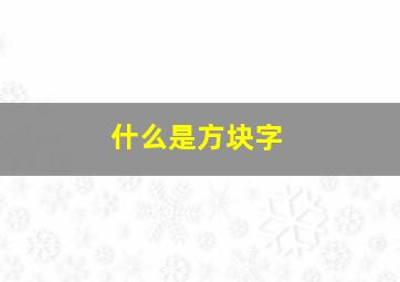 什么是方块字