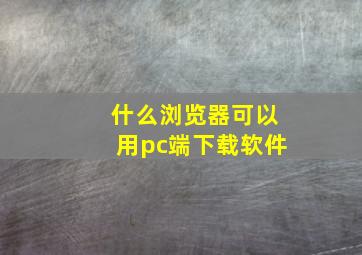 什么浏览器可以用pc端下载软件