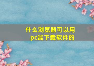 什么浏览器可以用pc端下载软件的