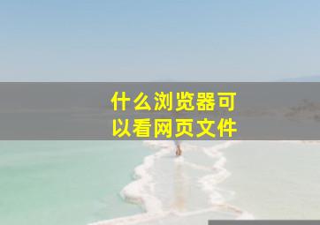 什么浏览器可以看网页文件