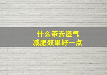 什么茶去湿气减肥效果好一点