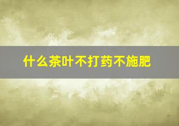 什么茶叶不打药不施肥