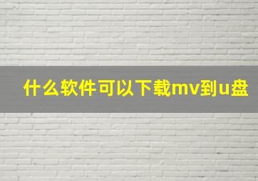 什么软件可以下载mv到u盘