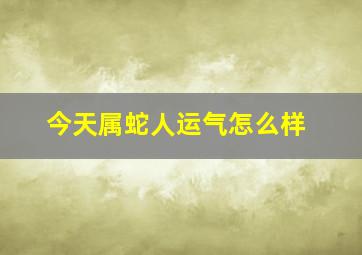 今天属蛇人运气怎么样