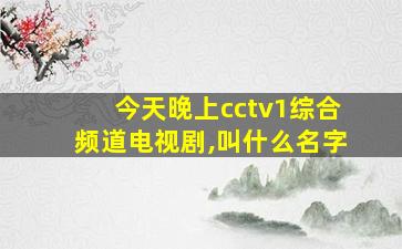 今天晚上cctv1综合频道电视剧,叫什么名字