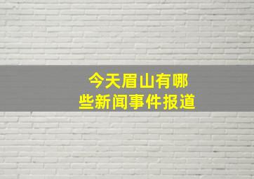 今天眉山有哪些新闻事件报道