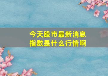 今天股市最新消息指数是什么行情啊