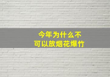 今年为什么不可以放烟花爆竹