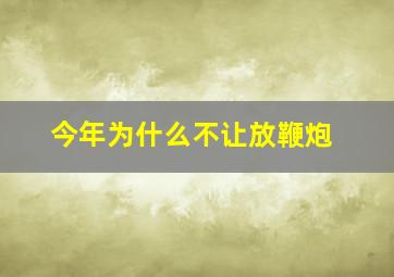 今年为什么不让放鞭炮