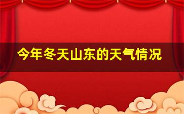 今年冬天山东的天气情况