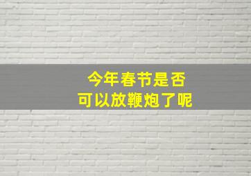 今年春节是否可以放鞭炮了呢